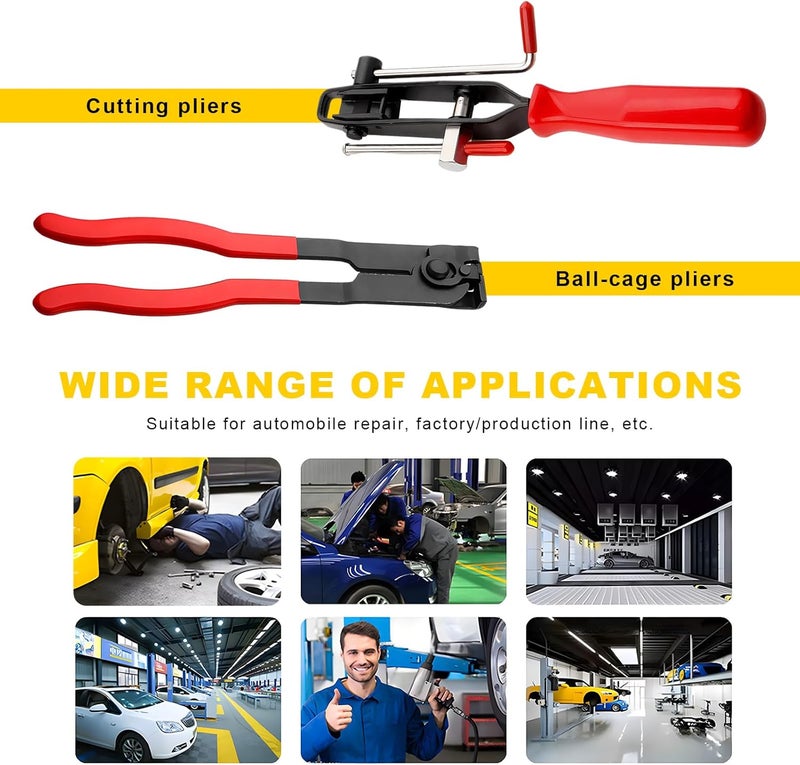 BWBWND 2 PCS CV Joint Boot Clamp Pliers, Heavy Duty CV Joint Ear Clamp Banding Tool Kit for Vacuum Hoses Clamping, Automotive Hose Axle Boot Crimp Pliers Set for Most Cars ATV UTV - Image 5